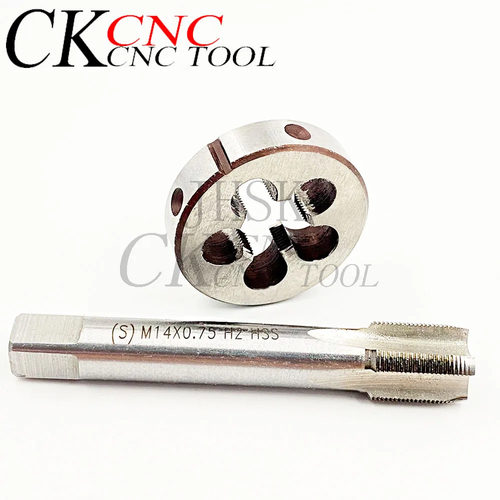 HSS آلة M14 X 0.75 مللي متر صنبور لولبي و 1 قطعة M14 X 0.75 مللي متر يموت خيوط مجموعة متري HSS أدوات الحق M14 * 0.75