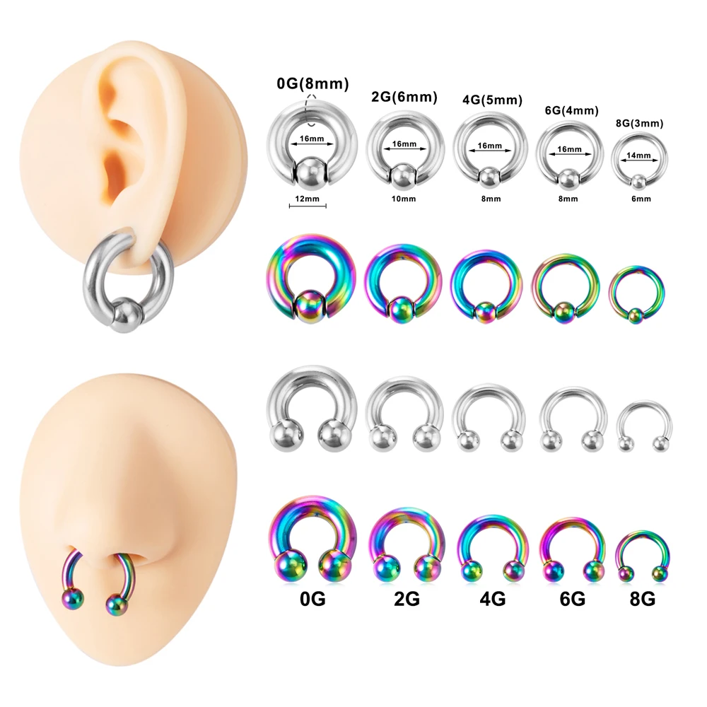 1PC nowy 0G-8G CBR PA przegroda Piercing biżuteria stal chirurgiczna miernik uszu okrągłe sztangi przekłuwanie uszu ciężarki nosze Expander