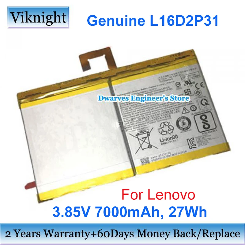

Genuine L16D2P31 Battery For Lenovo Tab 4 10 Plus TB-X704F TAB TB-X704A Battery TB-X30F SB18C15128 3.85V 7000mAh 27Wh