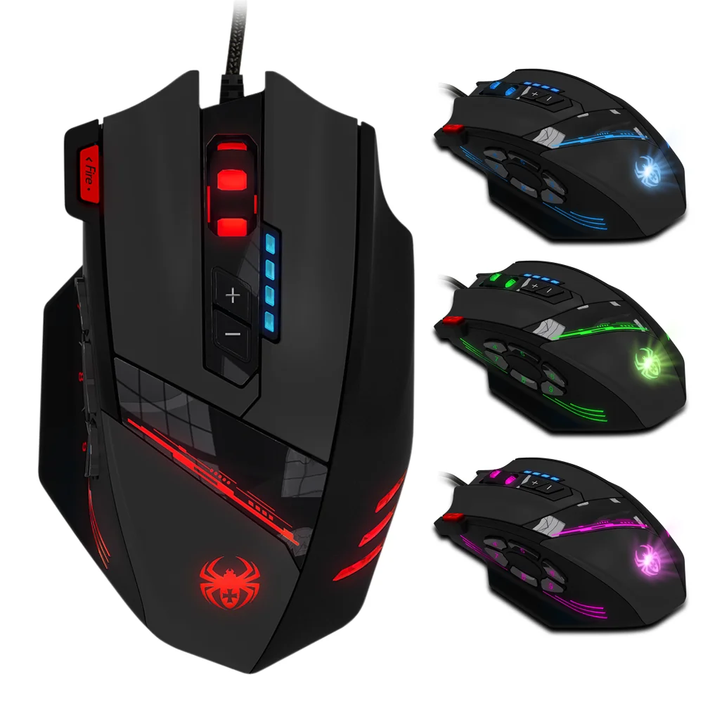 

Zelotes C-12 USB Wired Optical Professional Gaming Mouse with 7 Bright Colors LED 4000 DPI Mause Ergonomics Mice For Laptops PC