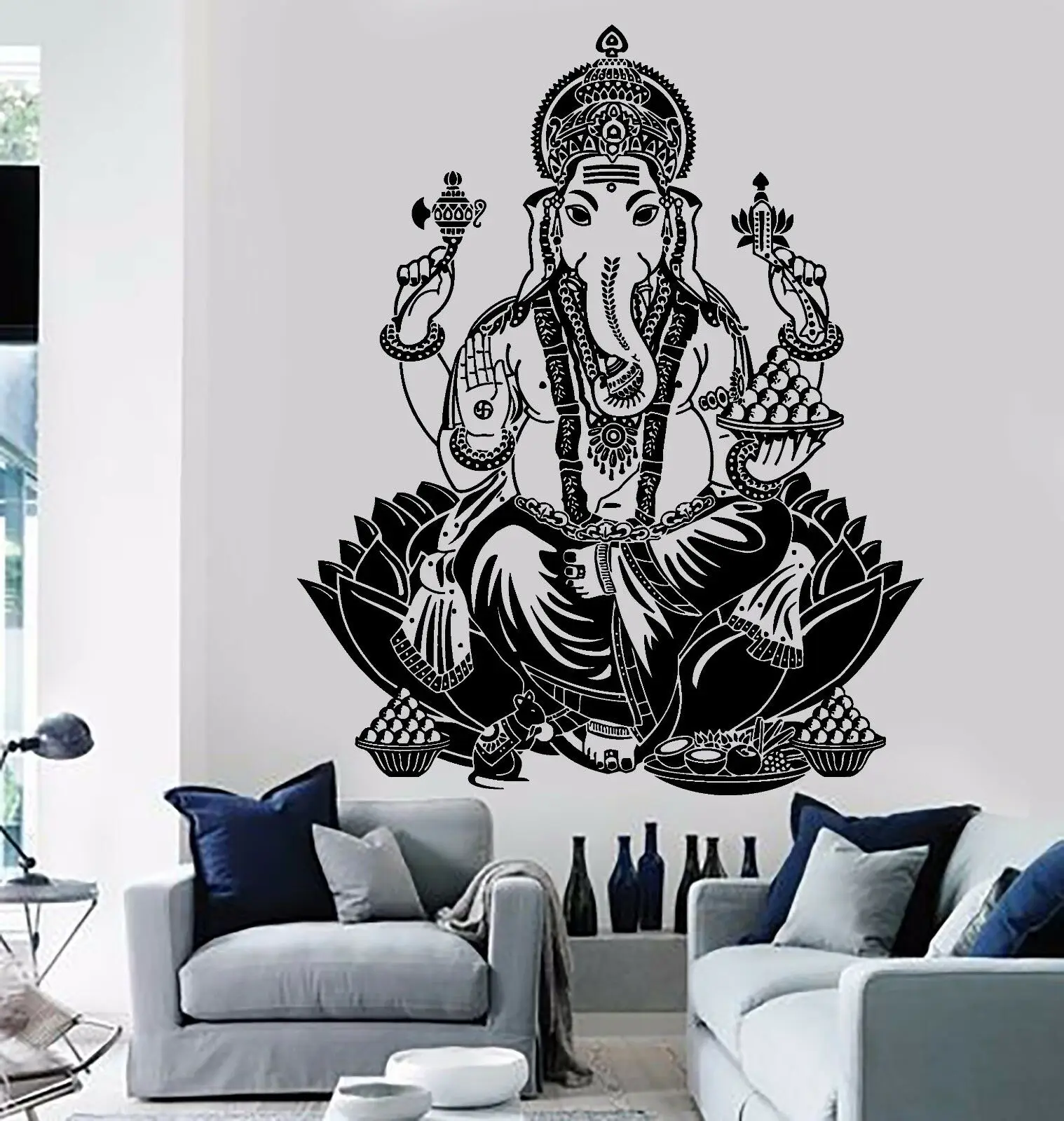 

Hot Sale Europe Destroy God Ganesha Indian Lord For Buddha Vinyl Wall Stickers Decals Many Styles Dining Room Decor