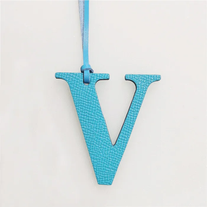 Leather English Letters Charm V Character Bag Pendant