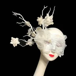 H3364 Women White Lace Mask Halloween Christmas Party Masquerade Ball Girl Princess Branch Accessories Carnival Anonymous Masks