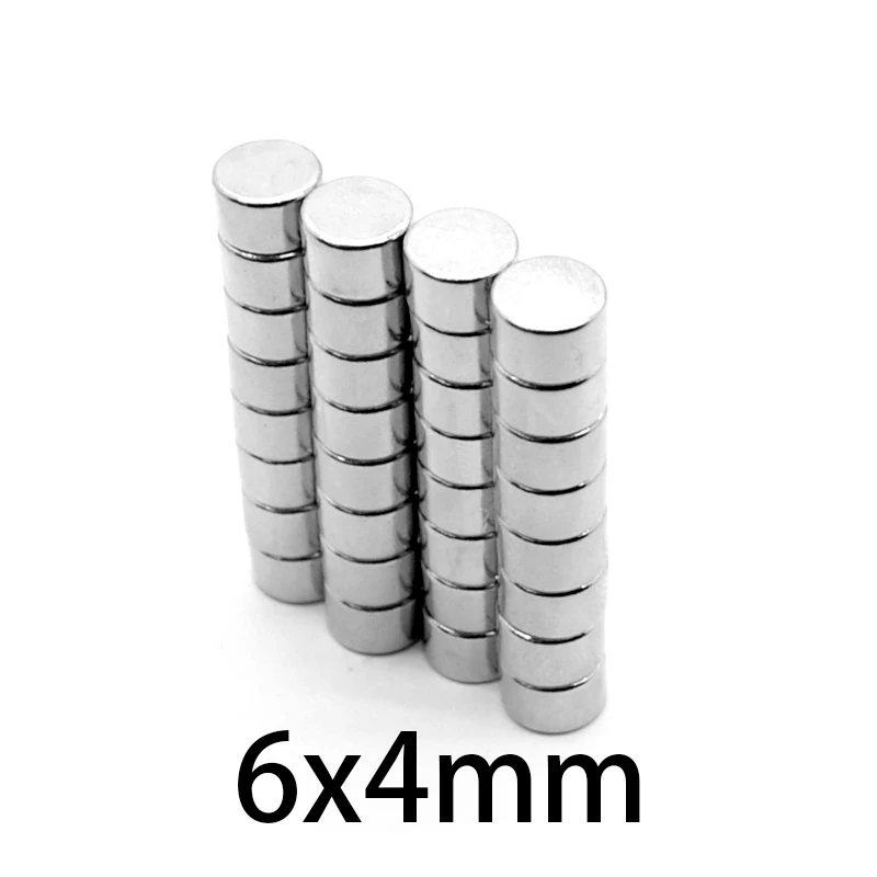 10-500pcs Neodymium N35 Dia 6x4mm Strong Magnets Tiny Disc NdFeB Rare Earth For Crafts Models Fridge Sticking magnet 6*4mm