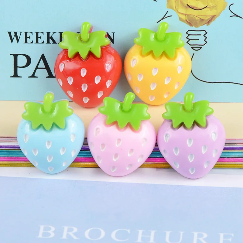 10PCS Resin Cabochon Simulation Kawaii Strawberry Biscuits Figure DIY Hair Bows Center Accessories Scrapbooking Decoration Craft