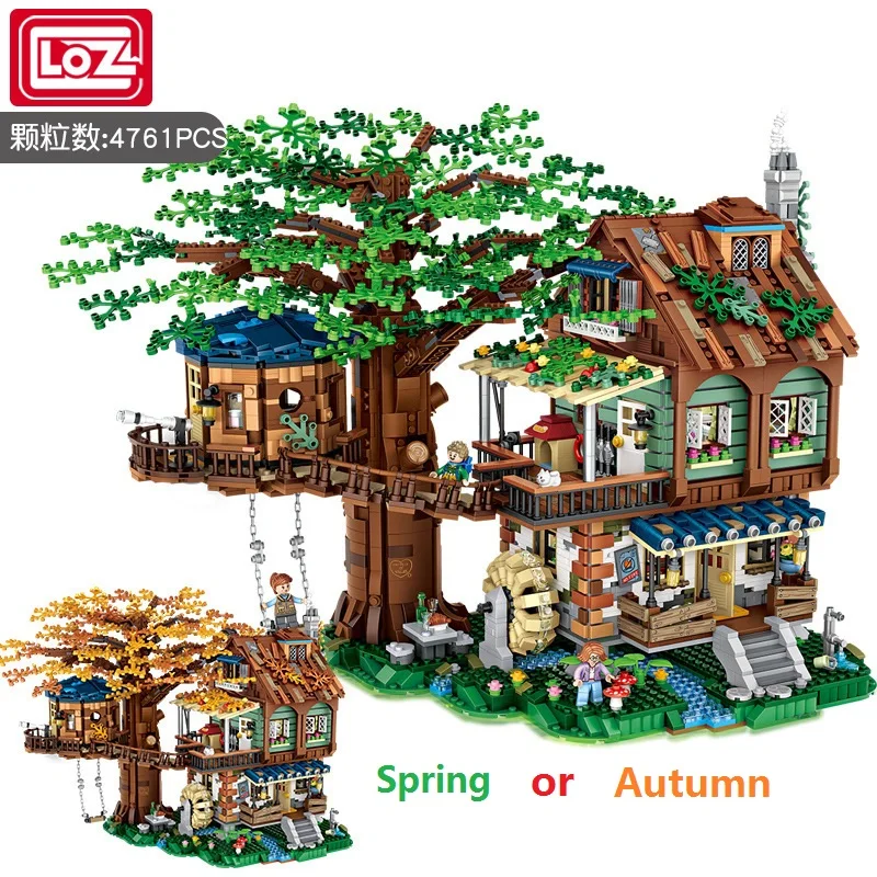 

2in1 LOZ Blocks Educational Toy Cabin Tree House Wooden Brinquedos Building Bricks Toy for Kids Gift Christmas Present 1033