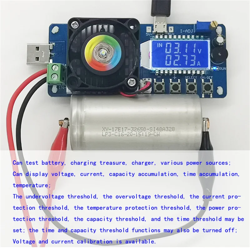 FX25 4A 25W / FX35 5A 35W Electronic Load Battery Capacity Tester Constant Current USB Power Detector Adjustable Resistor