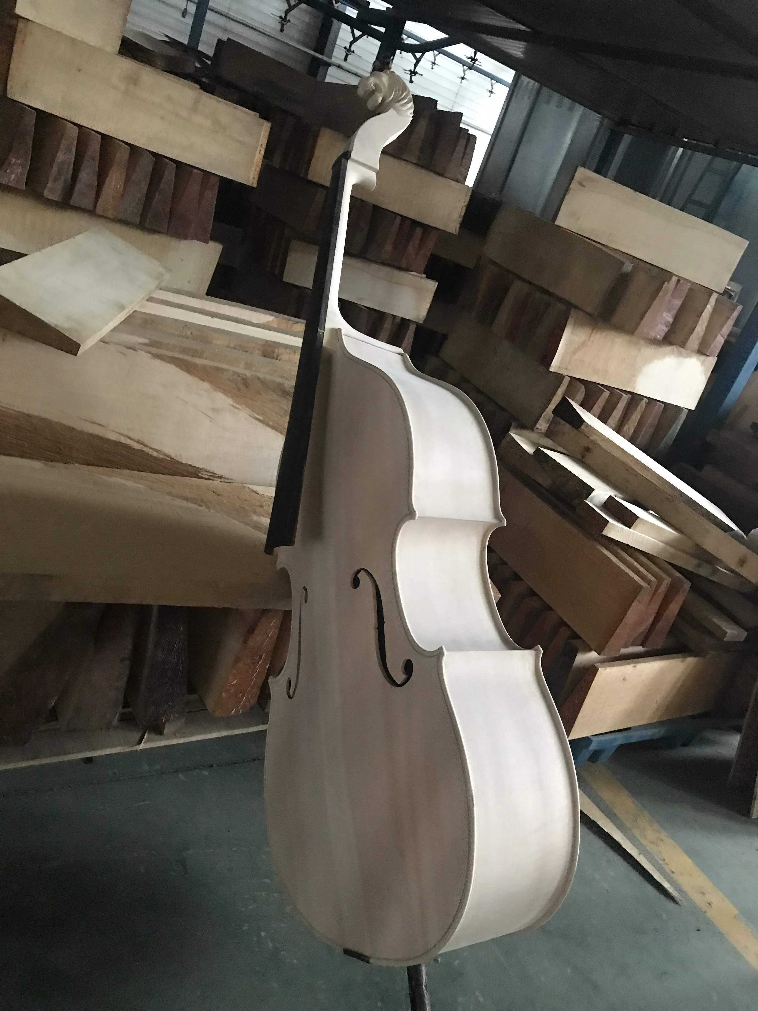 Custom Shape White Upright Bass, DIY Contrabass, Semi-finished Lion\'s Head, 3, 4, Double Bass, All European Wood Unfinished