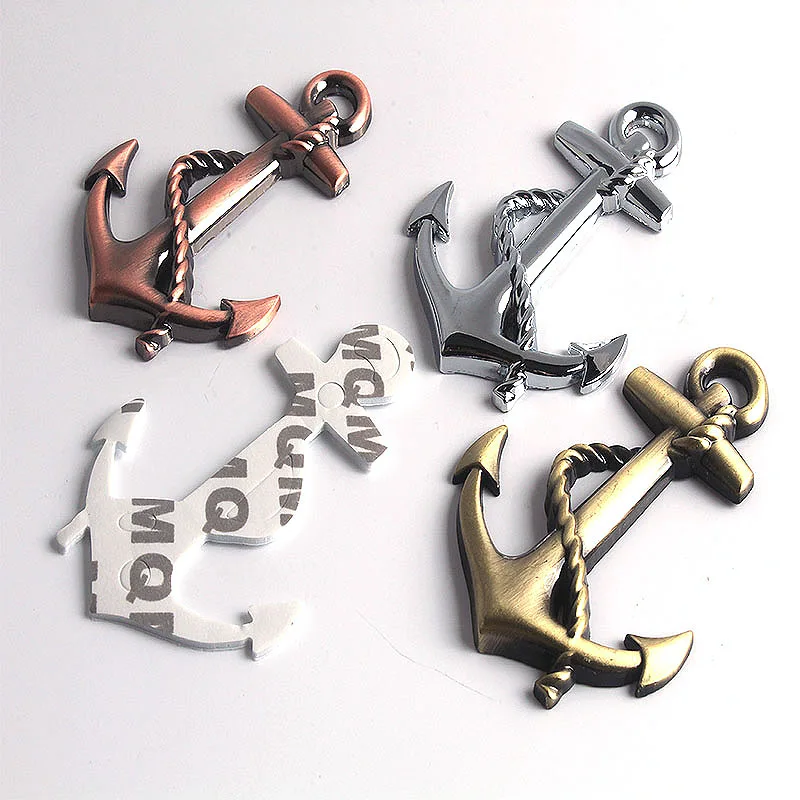 10PC Metal Personality Car Stickers Boat Anchor Hooks Navy Emblem Grill Cross Badge Pirate Ship Car Body Sticker