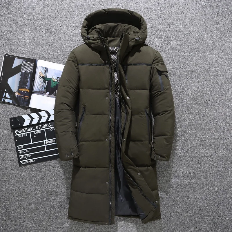 Men's Winter White Duck Down Jackets Hooded Long Winter Coat Men Thick Warm Fashion Down Coat Male Cooton Parka Plus Size 5XL