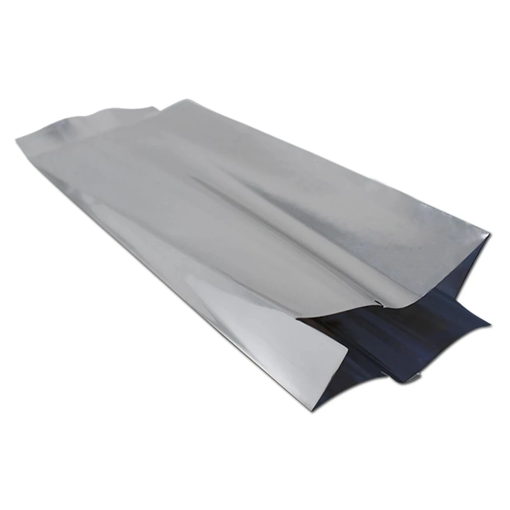 100Pcs Silver Aluminum Foil Open Top Oragan Bag Tear Notch Heat Vacuum Seal Food Snack Candy Tea Chocolate Packaging Pouches
