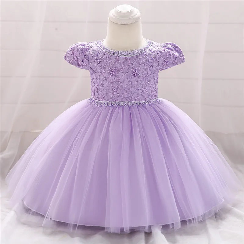 Newborns Girl Dresses Flower Bow Lace Kid Girls Baptism Dresses 1 Years Birthday Party Princess Baby Dresses