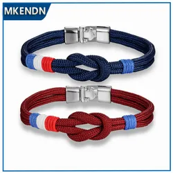 MKENDN Fashion Country French Flag Bracelet Sport Camping Parachute Cord Men Women Infinity Rope Chain Bracelet Friendship Gifts