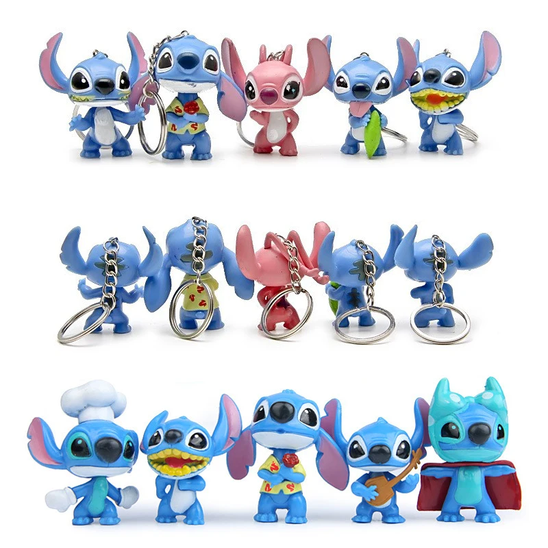 10pcs Disney Lilo Stitch Anime Figures Action Doll Keychains Pendent Ornament Dolls Collection Model Stitch Toys Childrens Gifts