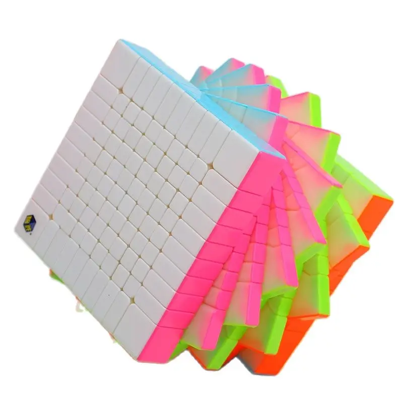 Original Yuxin Huanglong 10x10x10 Cubo Zhisheng Cubo de velocidad rompecabezas 10 capas resorte giratorio 10x10 Cubo mágico juguetes educativos de aprendizaje