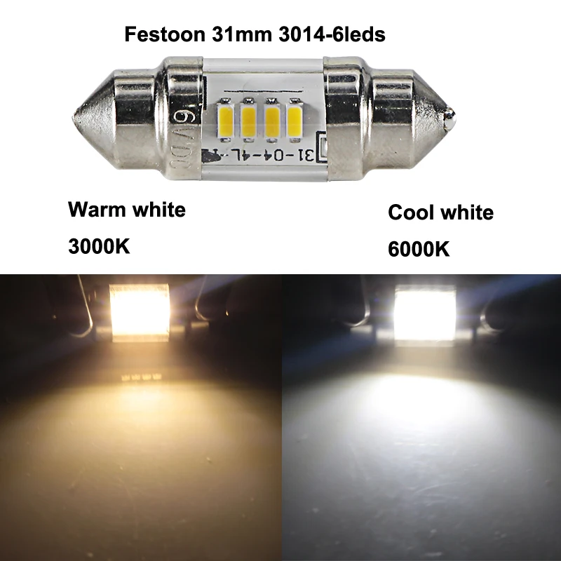 Car Inside LED Festoon light 31mm 36mm 39mm 42mm C3W C5W C10W 6v 12v 24v Auto Interior Dome light truck Reading Map Lamp 6 12 v