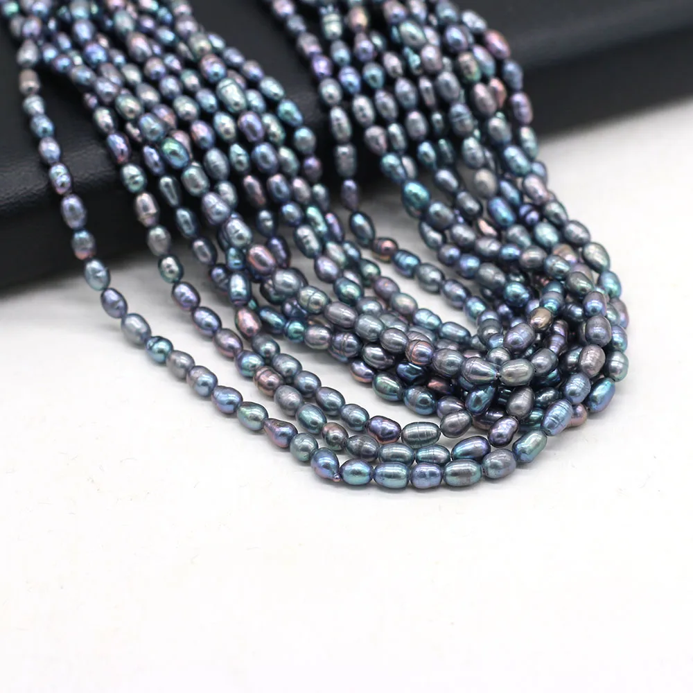 Hot Sale Natural Freshwater Pearl Black Rice Beads Loose Bead For Jewelry Making DIY Charm Bracelet Necklace Earring Accessories