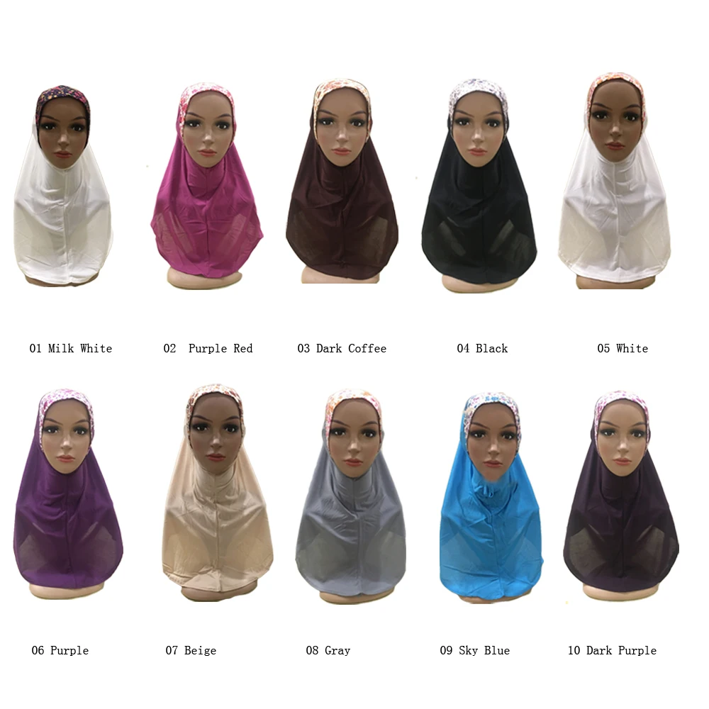 Muslim Ramadan Women Hijab Niquabs Amira Arab One Piece Headscarf Khimar Arab Islamic Head Wrap Turban Paryer Hat Shawl Bandanas