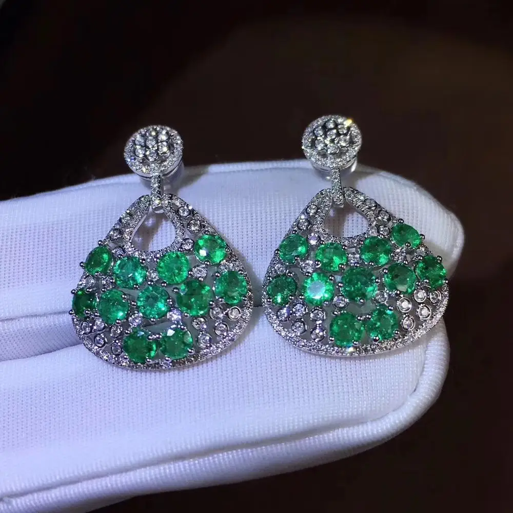 KJJEAXCMY boutique jewelry 925 sterling silver inlaid Natural Emerald Women's earrings support detection beautiful