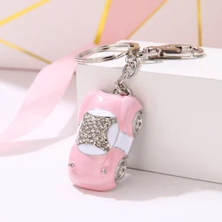 Fashion cute pink painting oil point drill car keychaim Christmas birthday gift free shipping