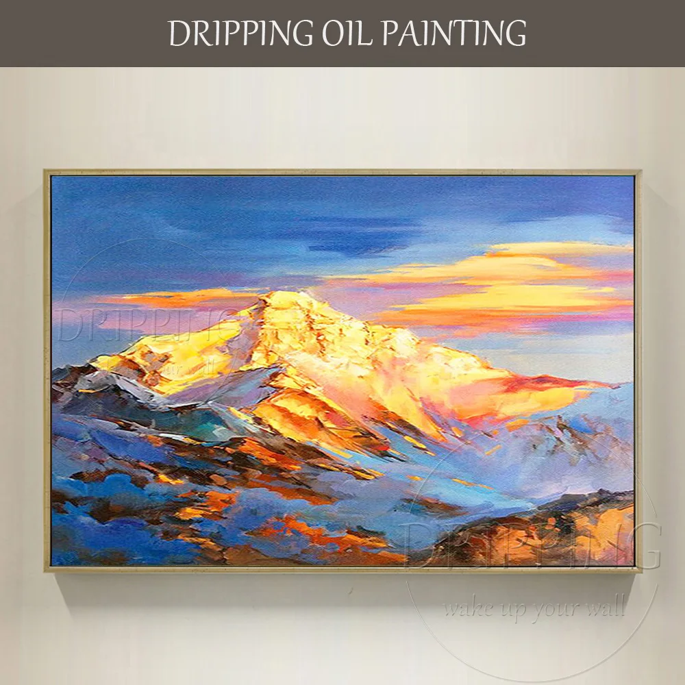 

Artist Hand-painted High Quality Abstract Natural Scene Mountains Oil Painting on Canvas Sunset Landscape Mountain Oil Painting