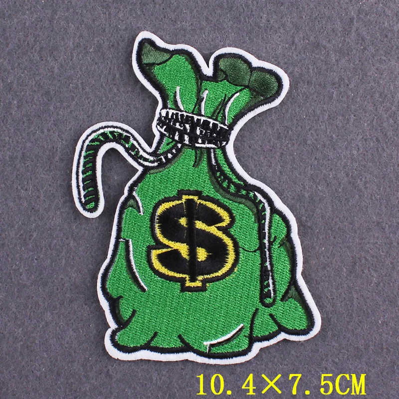 Money Patch Iron-On Patches For Clothing Stripes Letter Embroidered Patches On Clothes Slogan Clothes Patches With Iron Badges