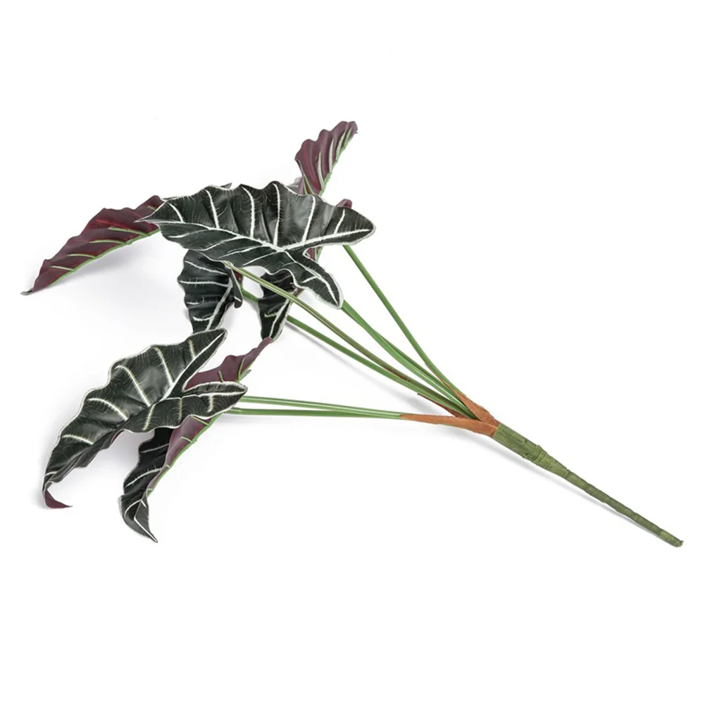 7 포크 북유럽 인공 Alocasia 잎 시뮬레이션 식물 가짜 거북 잎 발코니 홈 장식 BonsaiArtificial Alocasia L