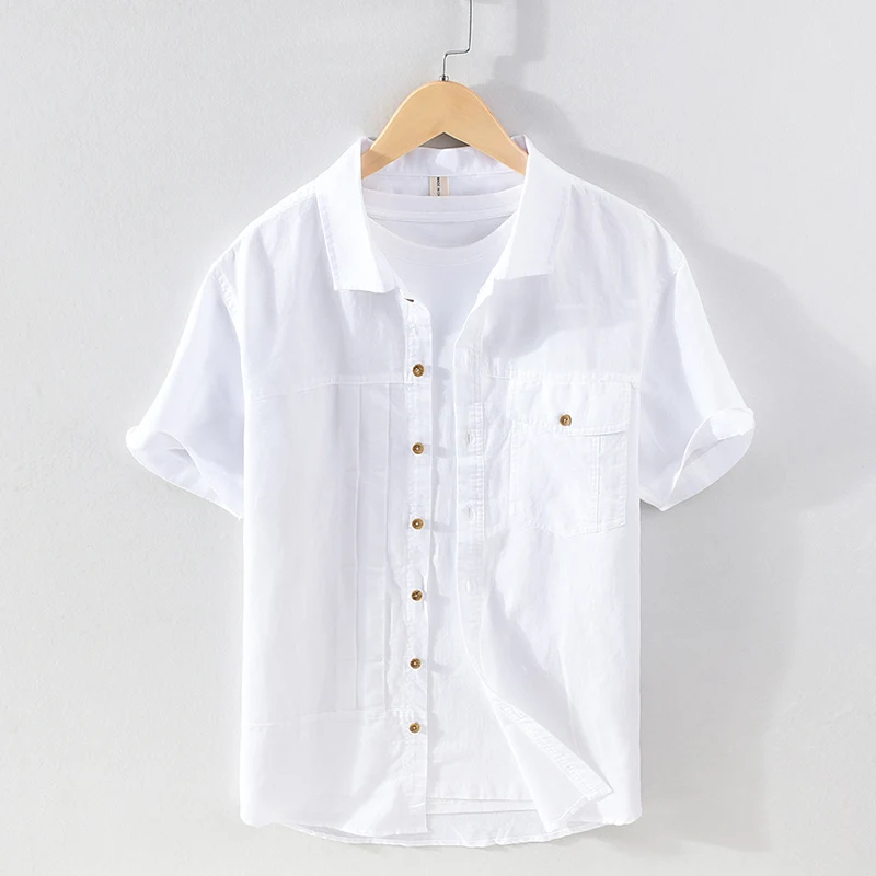 Neue ankunft kurzarm Italien marke leinen hemden männer lässige mode hemd für männer tops herren kleidung chemise camisa