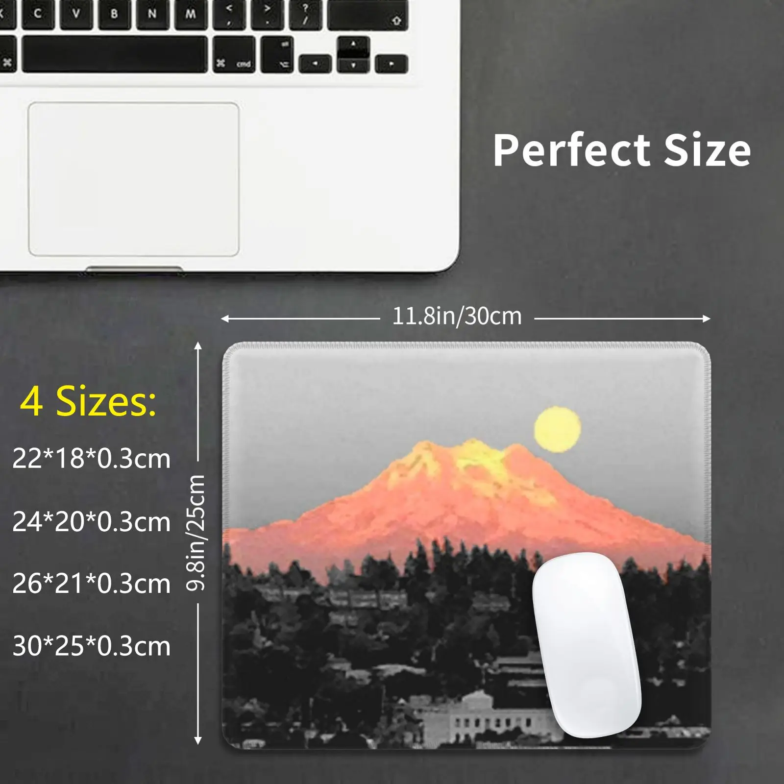 Glowing Mountain Mouse Pad DIY Print Olympia Washington United States Mount Rainier Mountain Sunset Sun