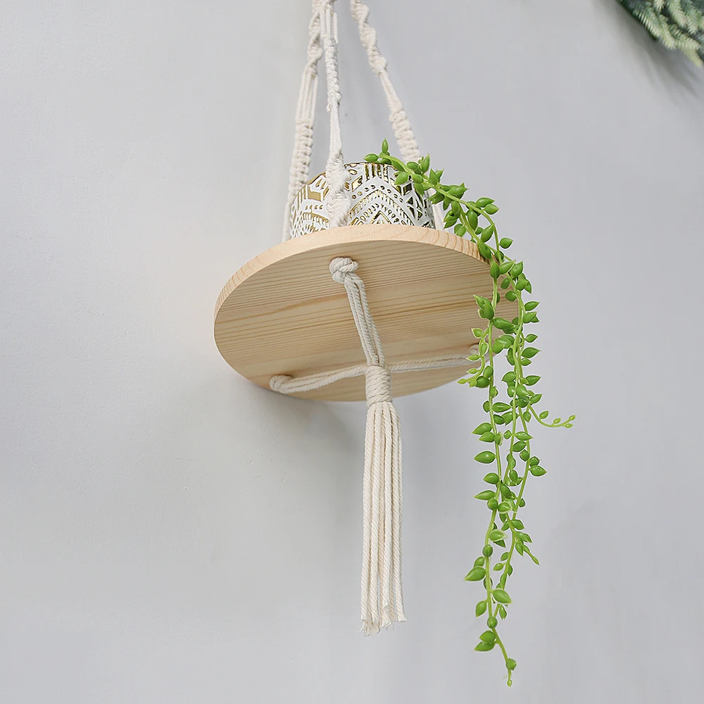 Macrame Wand Hängen Regal Boho Wohnkultur Regale Auf Wand Holz Dekoration für Schlafzimmer Wohnzimmer Kindergarten Christamas Geschenk – Detail 33