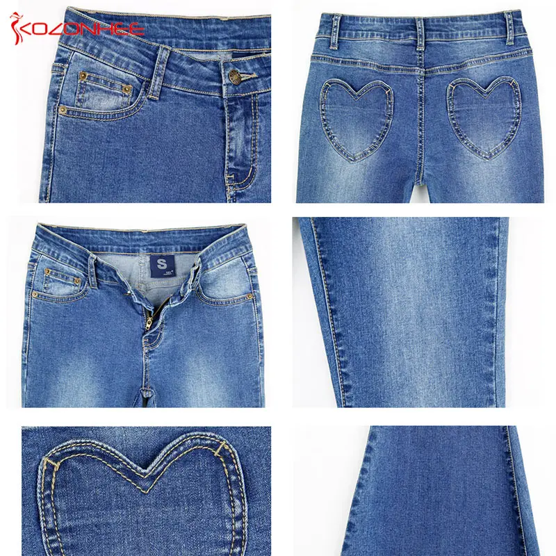 KOZONHEE Stretching Bell-Bottoms low-waisted Flare Jeans Women Stretching For Girls Trousers for women Jeans