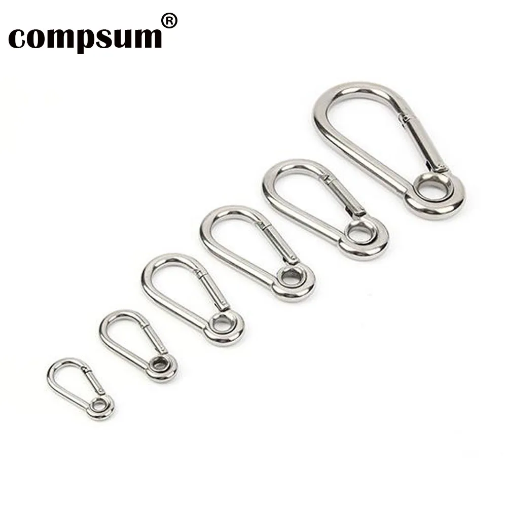 Secure Lock 304 Stainless Steel  Hook Carabiner Eyelet Keychain Quick Link Lock Buckle