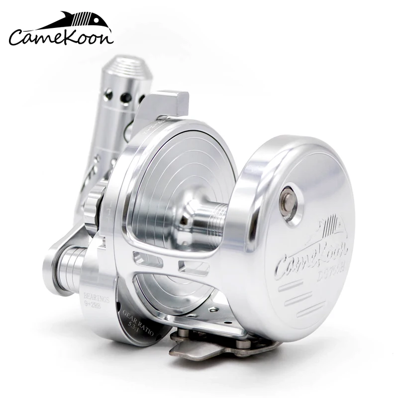 CAMEKOON Trolling Reel 6.3:1/5.3:1 High Speed Offshore Saltwater Fishing Reels 40KG Round Baitcasting Reel Jigging Big Game Coil