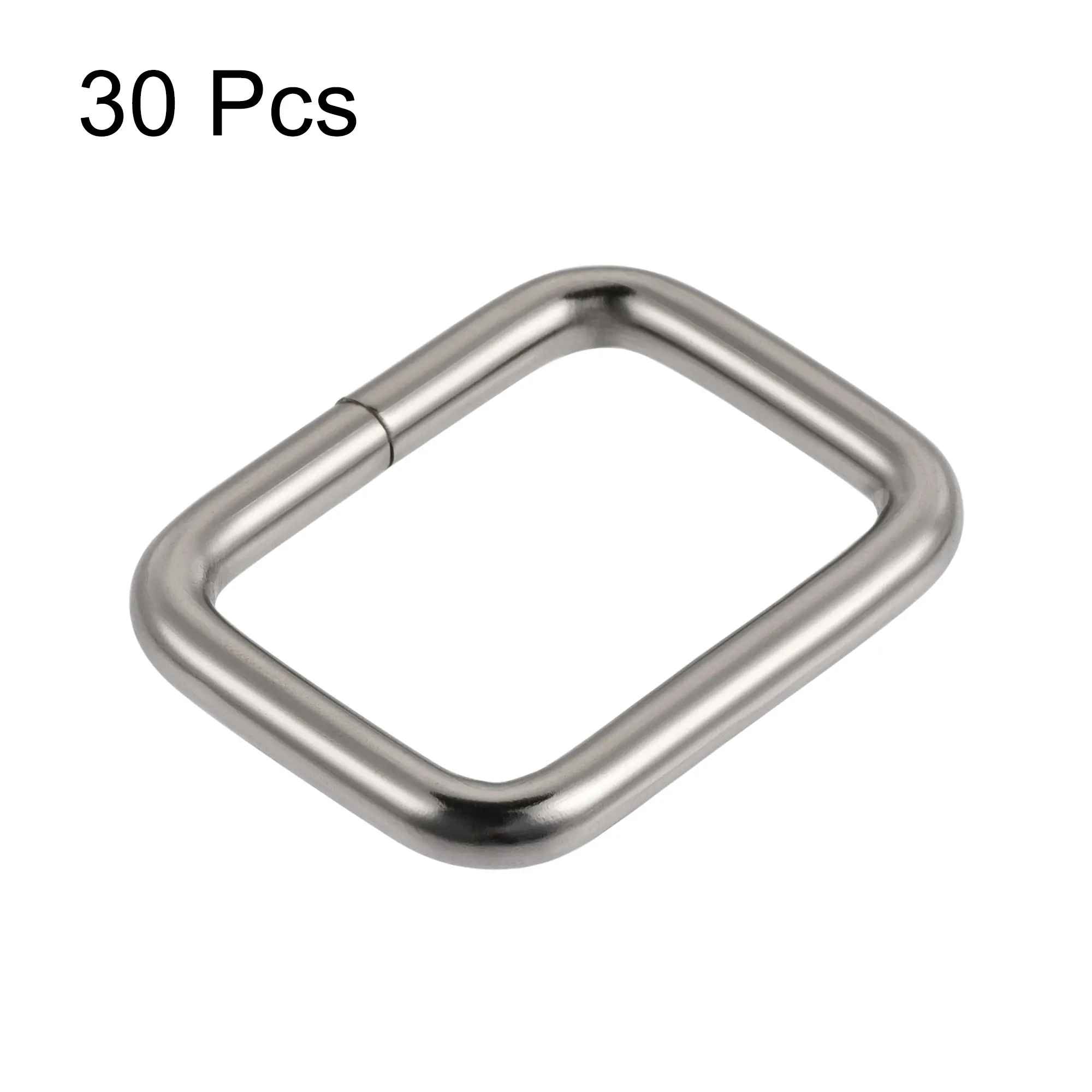 uxcell 30pcs Metal Rectangle Ring Buckles 25x20mm for Bags Belts DIY Silver Tone