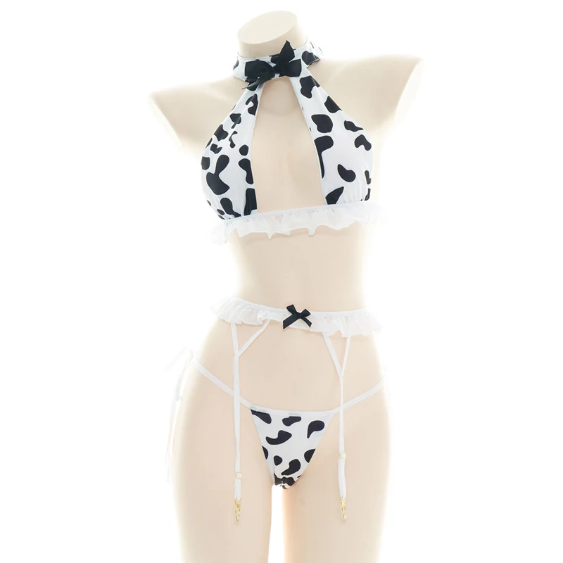 Costume da bagno AniLV serie mucca Costume da bagno Bikini cameriera Costume da spiaggia estate spiaggia Kawaii ragazza costumi da bagno gonna Set uniforme Cosplay