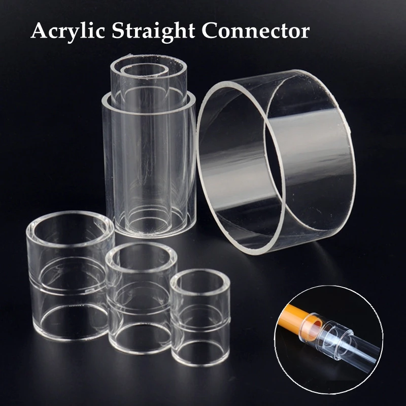 1pc I.D 20~32mm Acrylic Pipe Aquarium Fish Tank Straight Connector Transparent Plexiglass Water Supply Tube Home DIY Connector