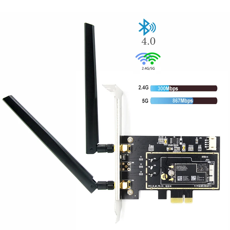 Imagem -02 - Adaptador sem Fio Wi-fi 1200mbps Placa Wi-fi bt 4.0 2.4g 5ghz para Desktop Agulha Pcie sem Fio