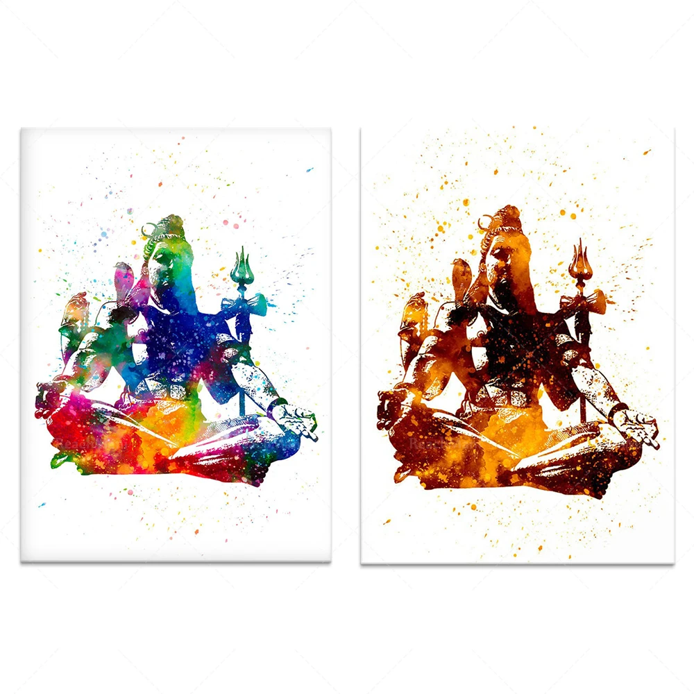 Shiva paintings, Shiva posters, Indian art prints, meditation posters, yoga gifts, wall art, Hindu gods, watercolor paintings