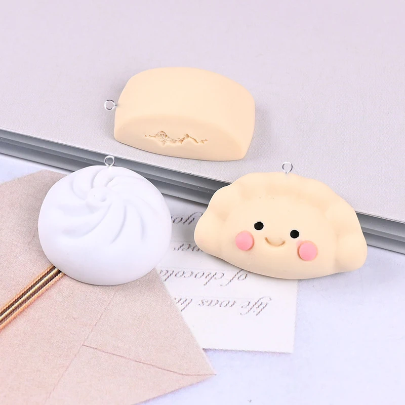 10Pcs Cute Steamed Stuffed Bun Dumplings Resin Charms Chinese Food Pendants For Earrings Necklace Key Chain Jewelry Making C338