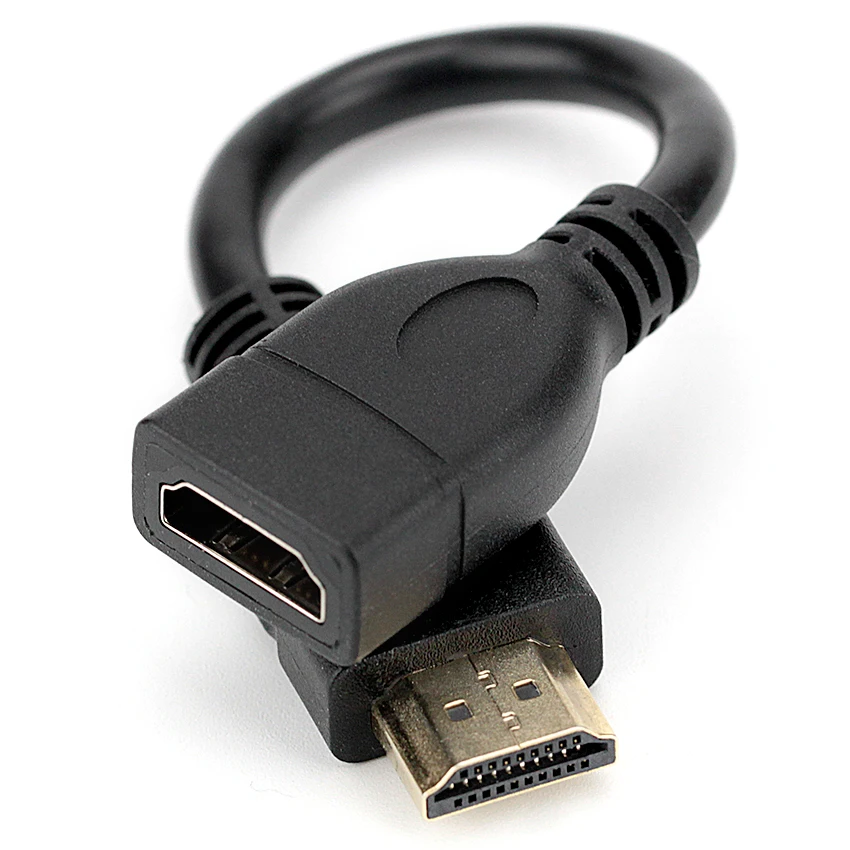 100pcs 16.8cm HDMI-compatible Cable Male to Female Swivel Adapter Converter M-F