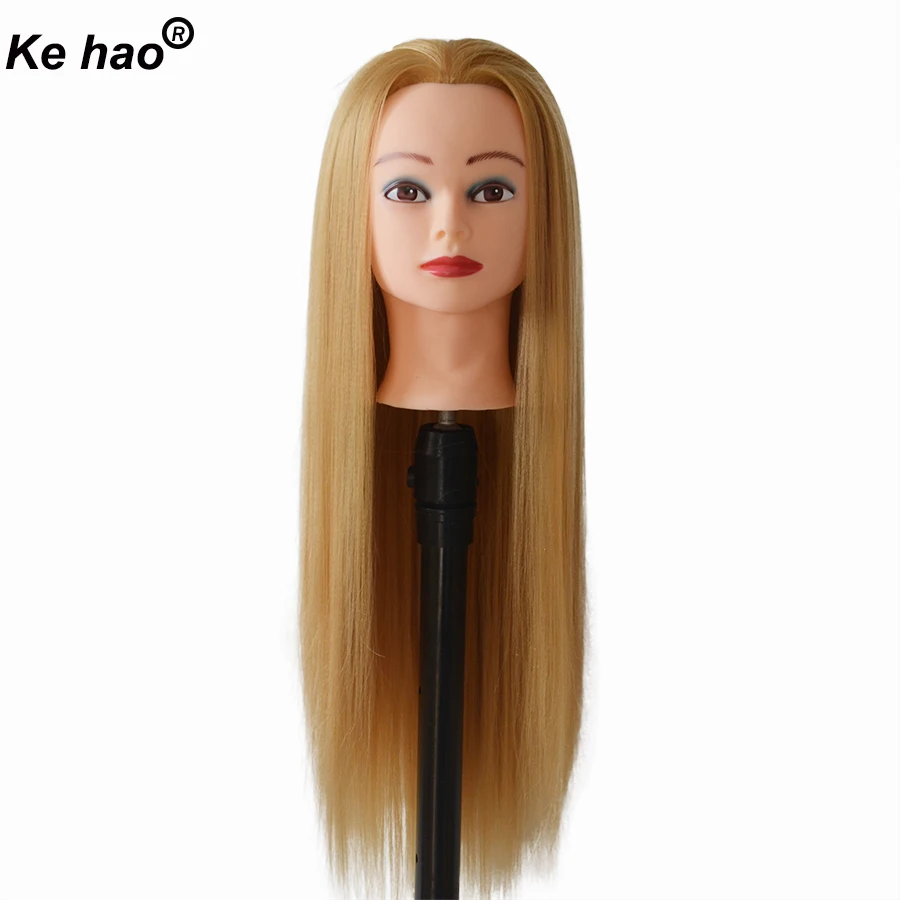 Head For Hairstyles 100% Heat Temperature Fiber Synthetic Hair Mannequin For Hairstyles 24inch Long Blonde Color For Braiding