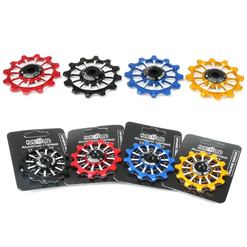 2pcs 12T MTB Bicycle Rear Derailleur Wheel Ceramic Bearing Road Bike Guide Roller Positive Negative Gear Cycling Accessories