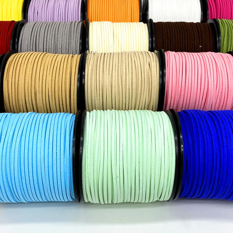 5yards 3mm Flat Faux Suede Braided Cord Korean Velvet Leather Handmade Thread String Rope For DIY Jewelry Making Supplies