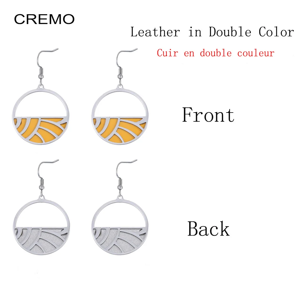 

Cremo Stainless Steel Earrings Drop Hanging Earrings Fan Pendant Earrings For Women Leather Dangle Earrings Jewelry