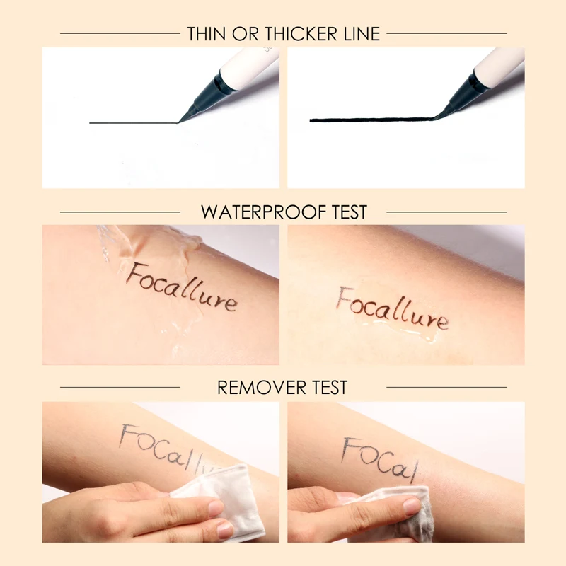 FOCALLURE Waterproof Long-lasting Black Liquid Eyeliner Ultra-thin Quick-Dry Smooth Eye Liner Pencil Eyes Makeup Cosmetics Tools