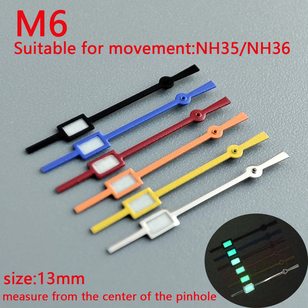 NH35 hands NH36 hands pointer green luminous, Watch accessories,suitable for nh35 Second Hands nh36 movement M6