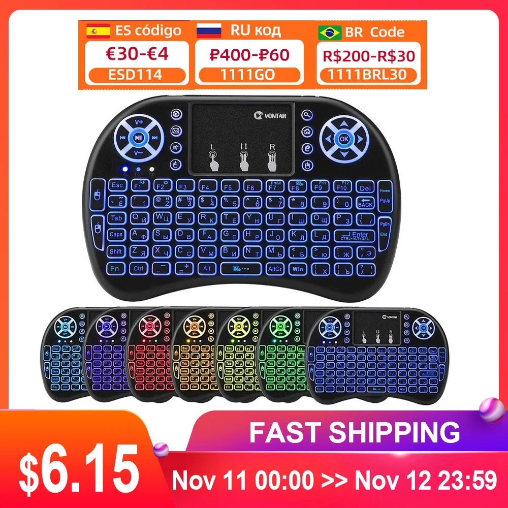 I8 Wireless Backlit Keyboard & Touchpad