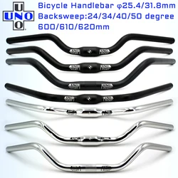UNO Bicycle Swallow Handlebar M Type Aluminum Alloy 31.8 x 600/610/620mm Black Silver Retro Comfort City Road Bike Handlebars