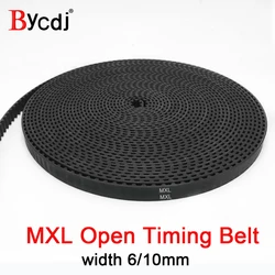 Bycdj Trapezoid MXL Open Synchronous Timing belt Black  Rubber Neoprene fiberglass width 6/10mm Pitch 2.032mm CNC stepper Motor