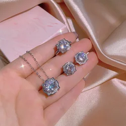 Echt 5A Moissanite Anhänger für Frauen Halskette 100% 925 Sterling Silber Hochzeit Moissanite Diamant Halskette Set Edlen Schmuck